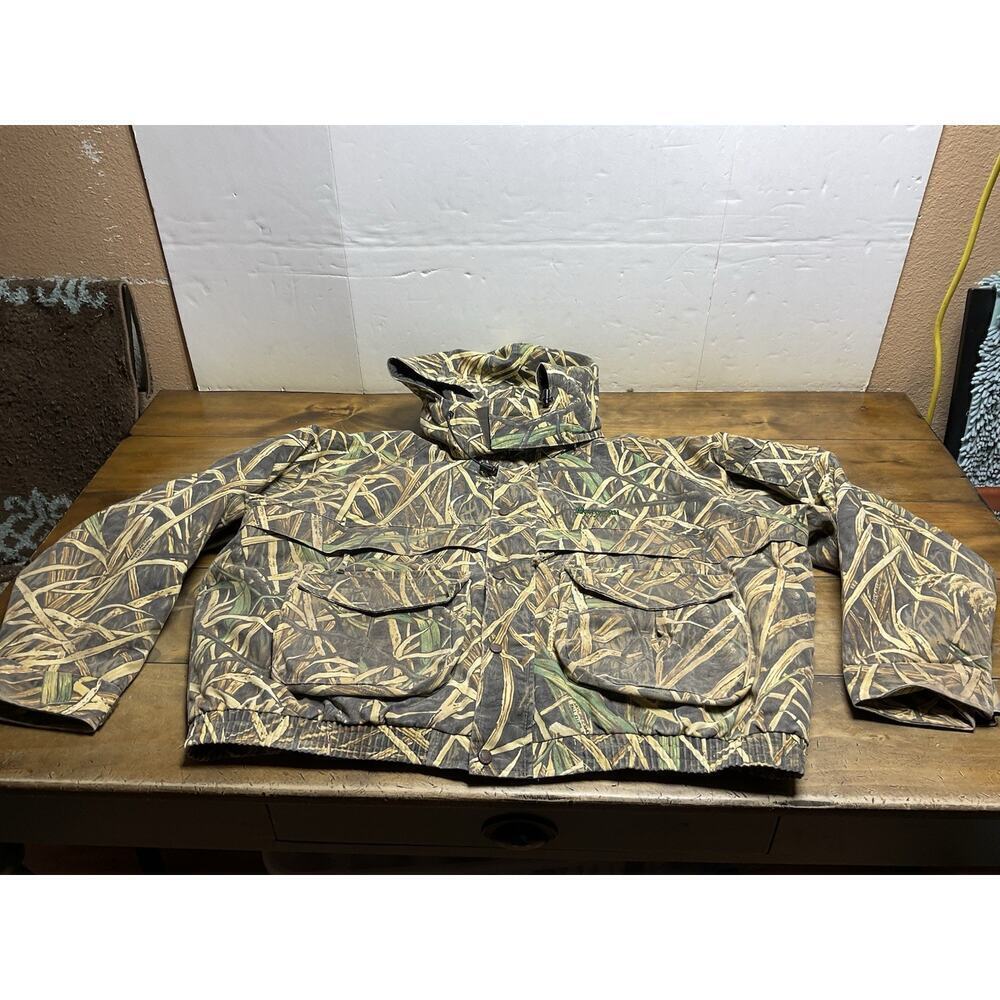Vintage Cabela's Skyline Camo Fall Flight Waterfowl Hooded Coat Mens Size 3XL